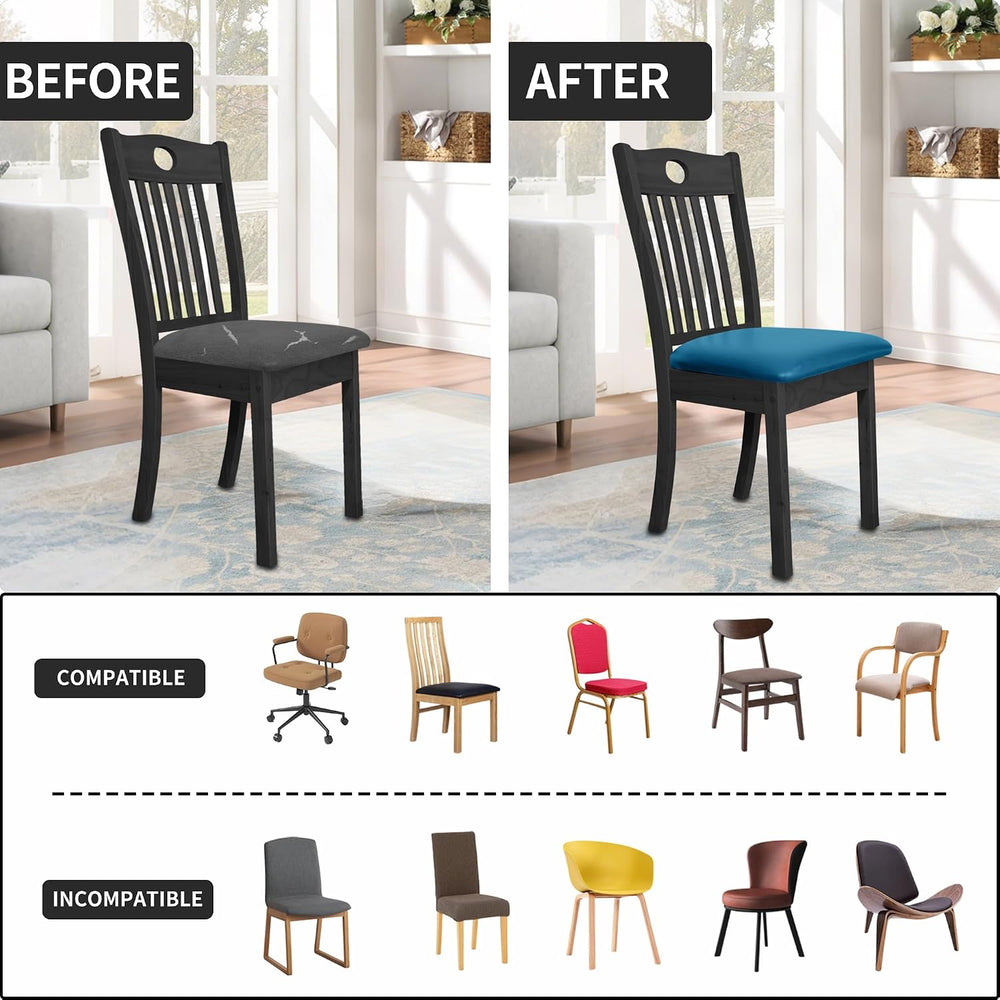 Easy-Going Waterproof PU Leather Seat Covers for Dining Room Chairs Set of 4