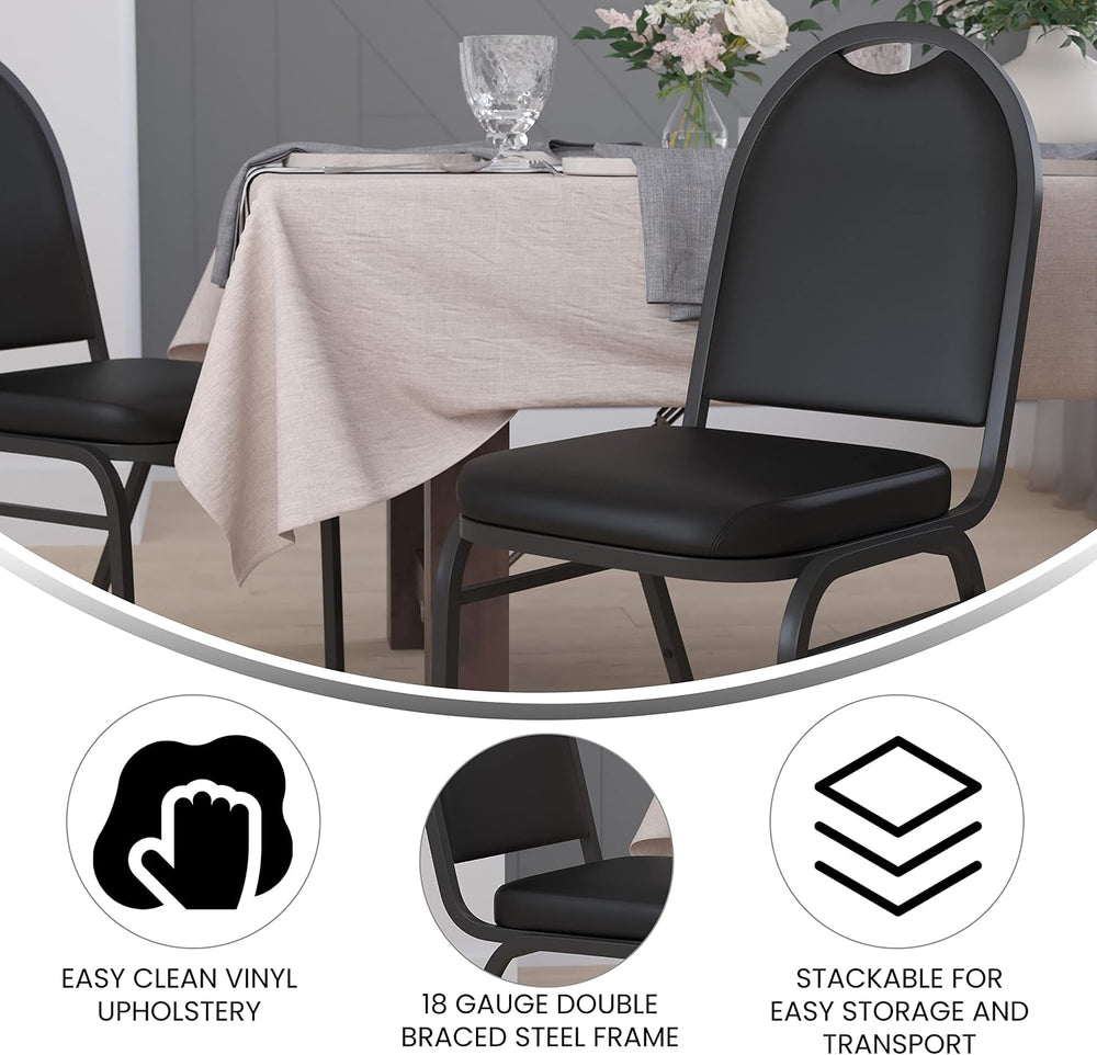 Flash Furniture Hercules Metal Dome Back Stackable Banquet Chair, Black