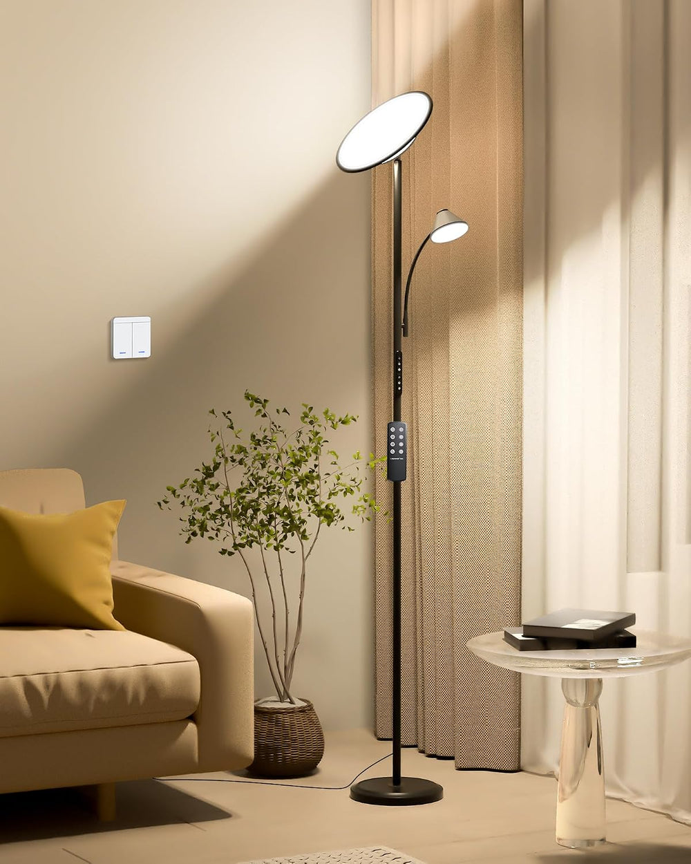 LEPOWER-TEC Bright Floor Lamp, Torchiere Corner Lamps for Bedroom and Dorm