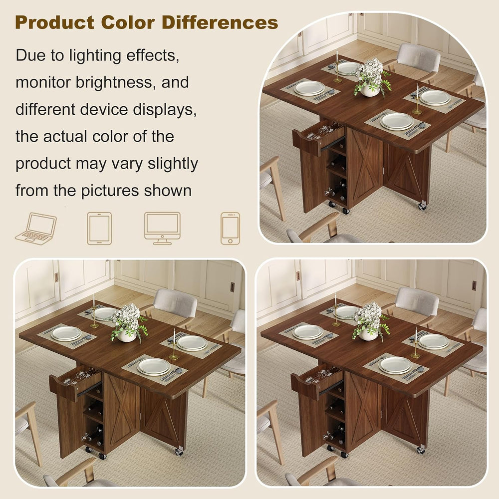 Folding Dining Table for 2-6, Designed for Small Spaces, Walnut