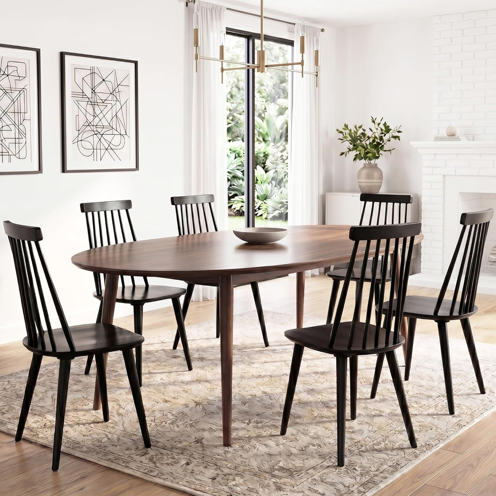 DUHOME Black Windsor Wooden Dining Chairs Set of 6