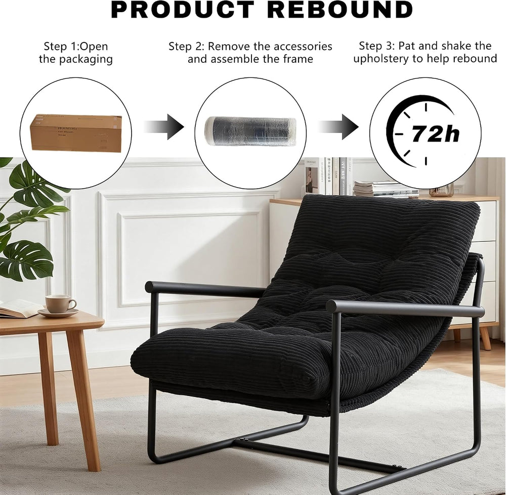 Modern Accent Chair for Living Room,Arm Chair with Metal Frame,Upholstered Ar...