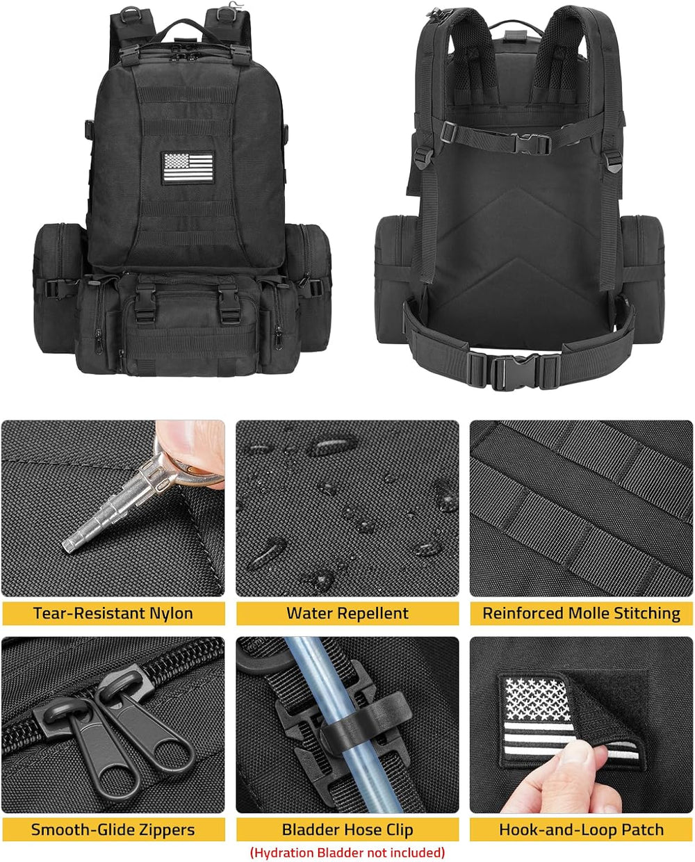 CVLIFE Tactical Backpack, 60L Large Rucksack Backpack for Men