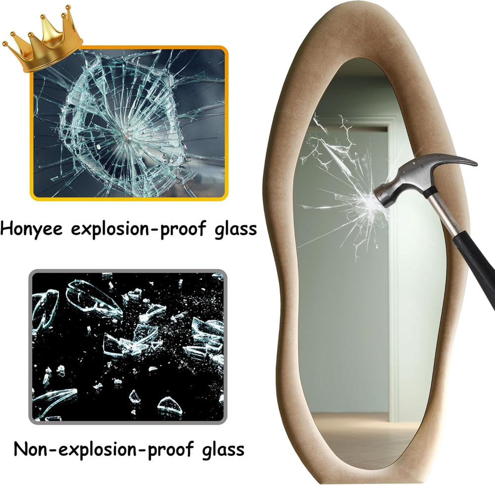Honyee Full Length Mirror, 63" x 24" Wall Mirror, Flannel Wrapped W...