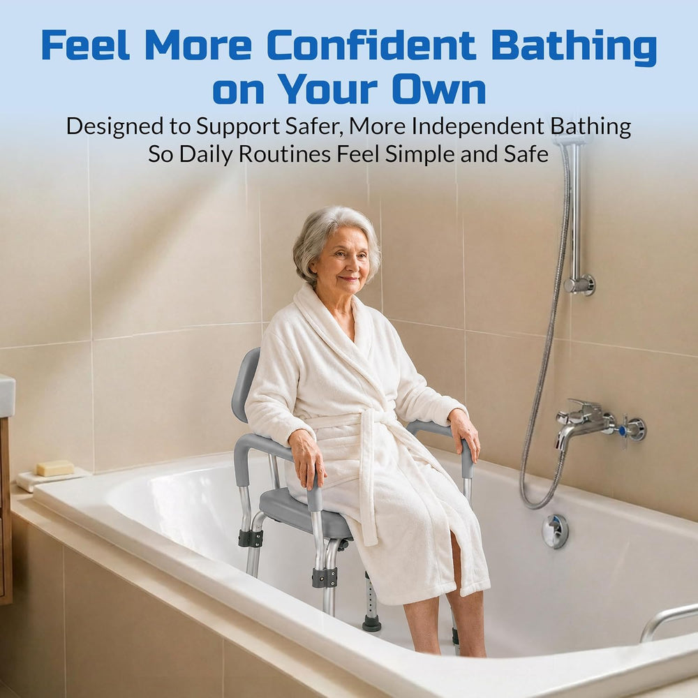 Platinum Health Padded Shower and Bath Chair with Armrests and Back, Comforta...