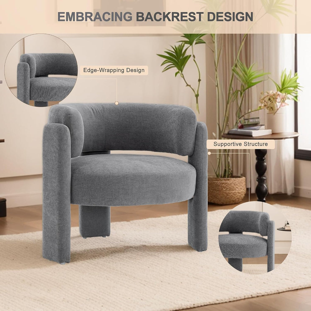 Modern Accent Barrel Chair,Mid Century Single Armchair with Curved Backrest U...
