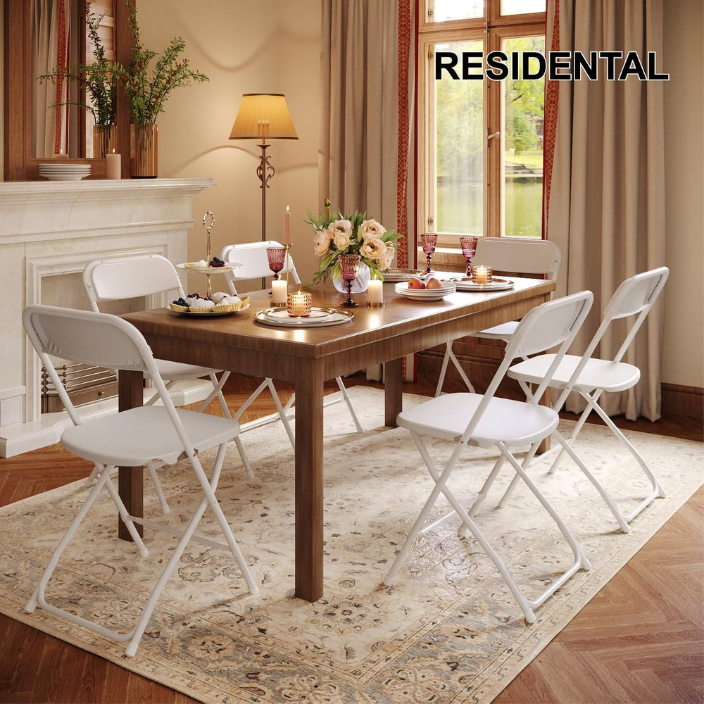 2 Pack White Folding Chairs for Wedding Party School, 350lbs