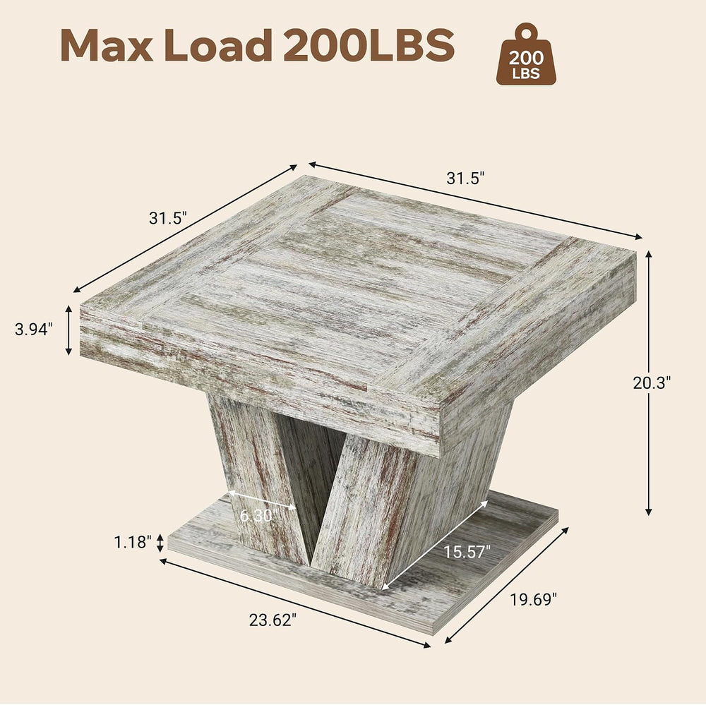 Square Wood Coffee Table 31.5 Inch, White