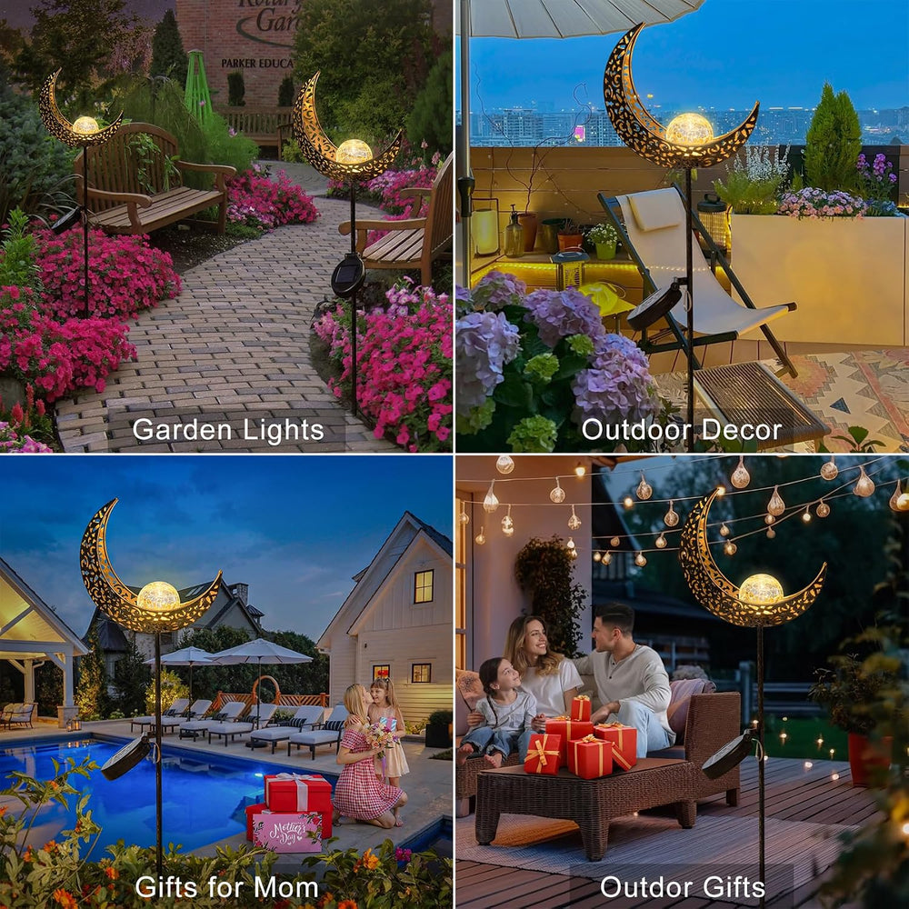 2Pack Moon Garden Gifts Solar Lights Outdoor Stakes Waterproof, Gifts for Mom...