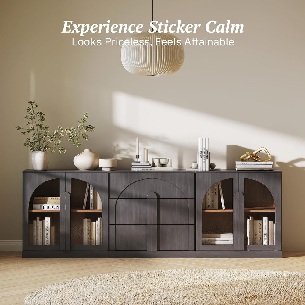 BELLEZE Bijou 3-Piece Modular Sideboard Buffet Cabinet - Ebony