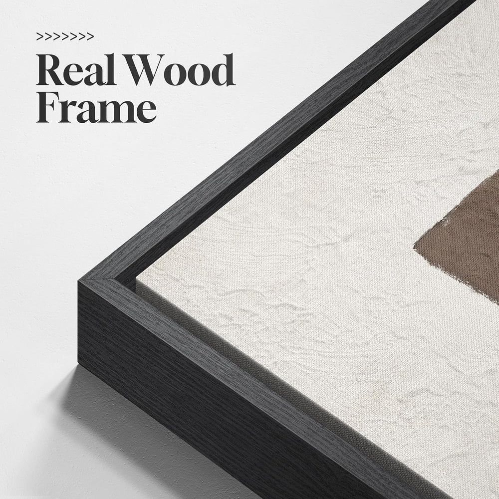 Extra Large Framed Neutral Beige Brown Abstract Wall Art, Vertical 40x60 In