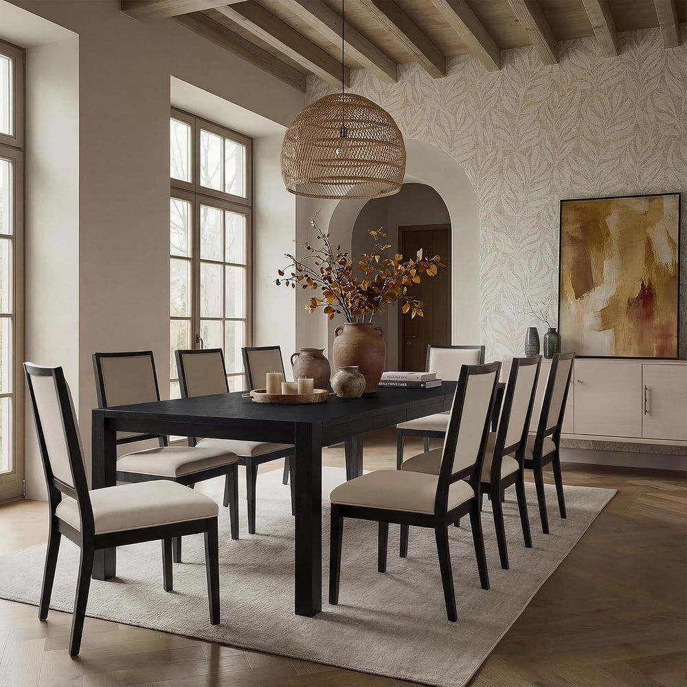 9-Piece Expandable Dining Table Set, 60"-80" Modern Wood Table with...
