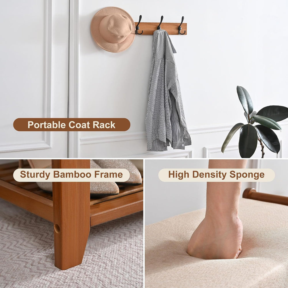 39.4in Shoe Bench with Coat Rack, Entryway Shoe Rack Organizer for Hallway
