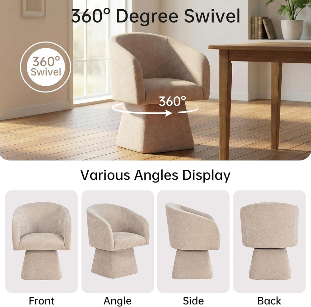 VKNOW Upholstered Swivel Dining Chairs Set of 2 with Barrel Back and Arm