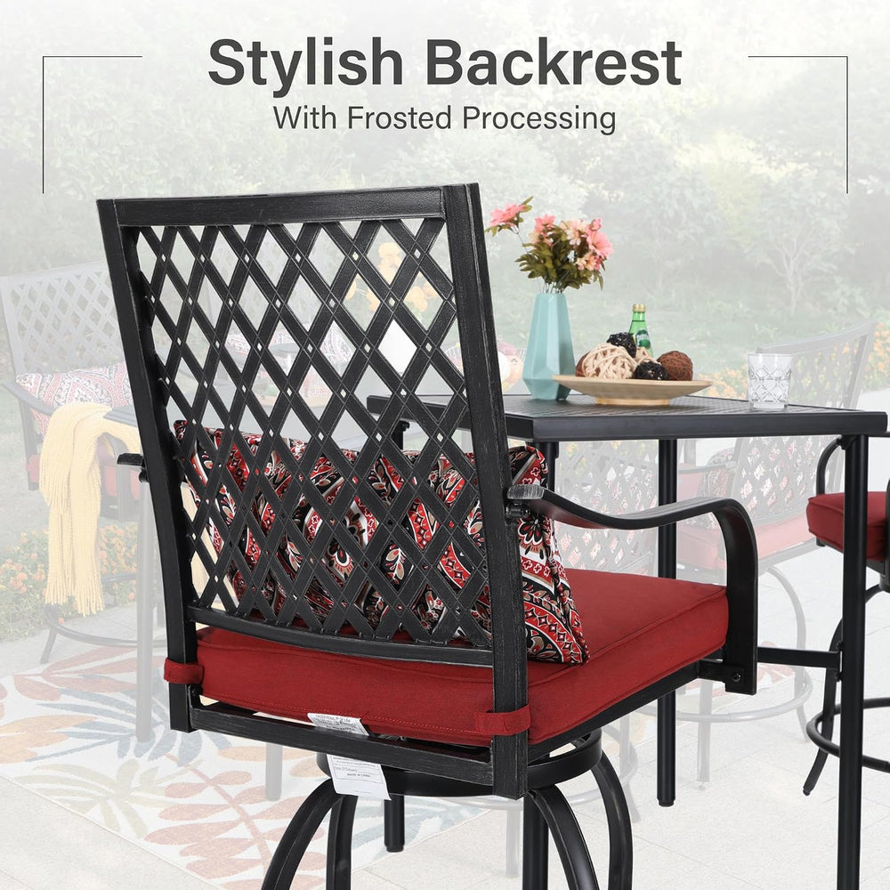 MFSTUDIO 5-Piece Bar Height Patio Table and Chairs, Red