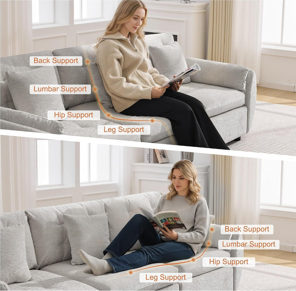 30" Modular Cloud Accent Chair with Ottoman, Deep Seat Tufted Chenille S...