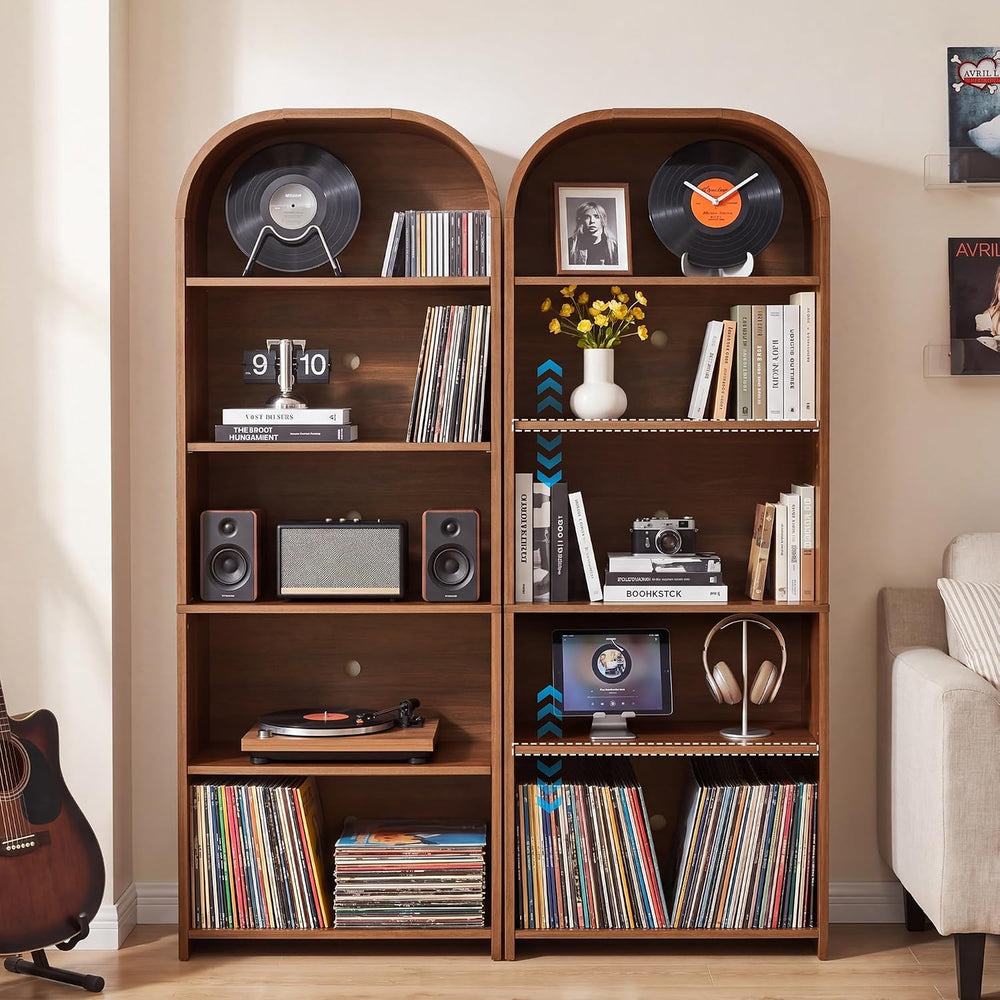 63'' Tall Record Player Stand, 5 Tier Large Record Player Storage Cab...