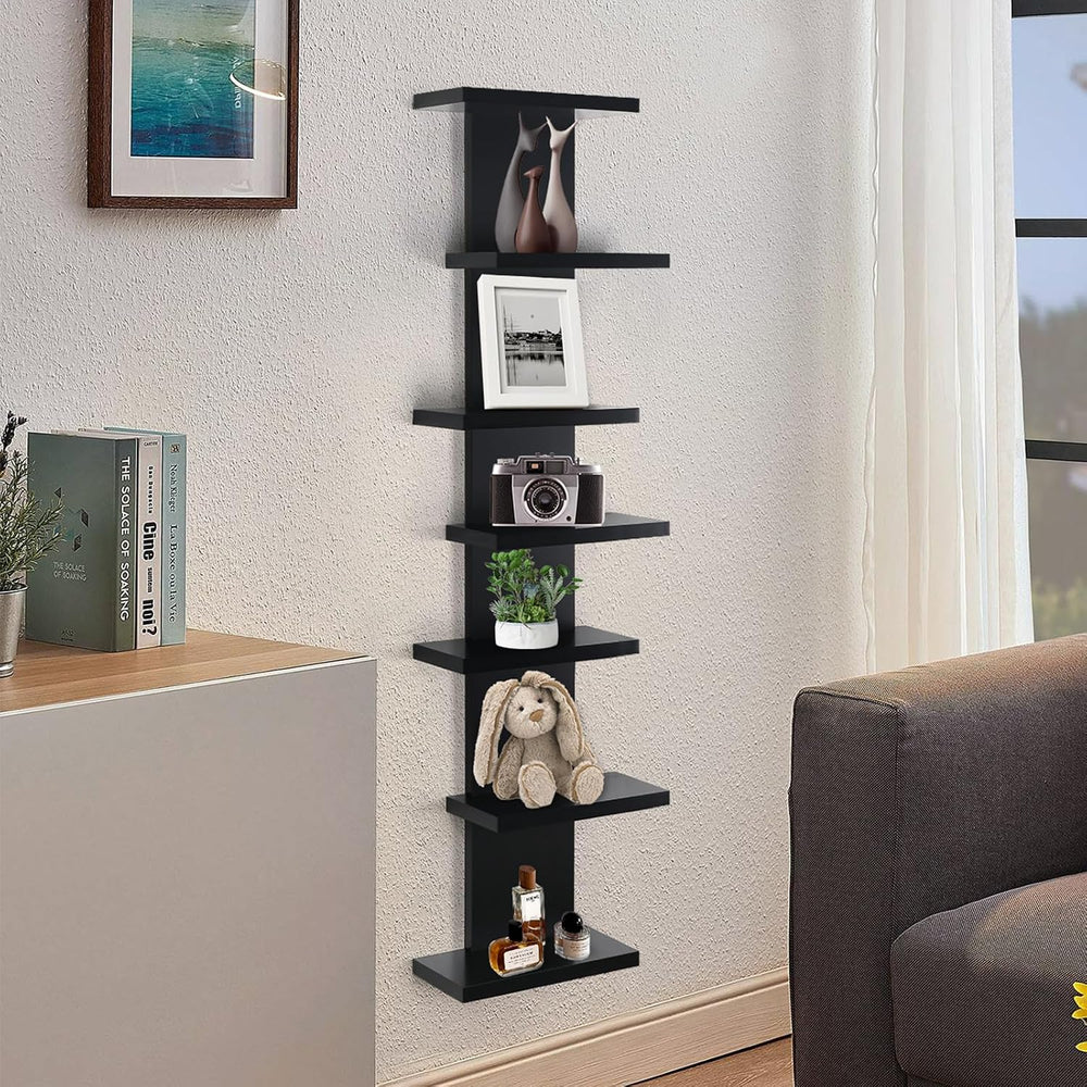 VIWODS 7 Tier Wall Shelf Unit, Black
