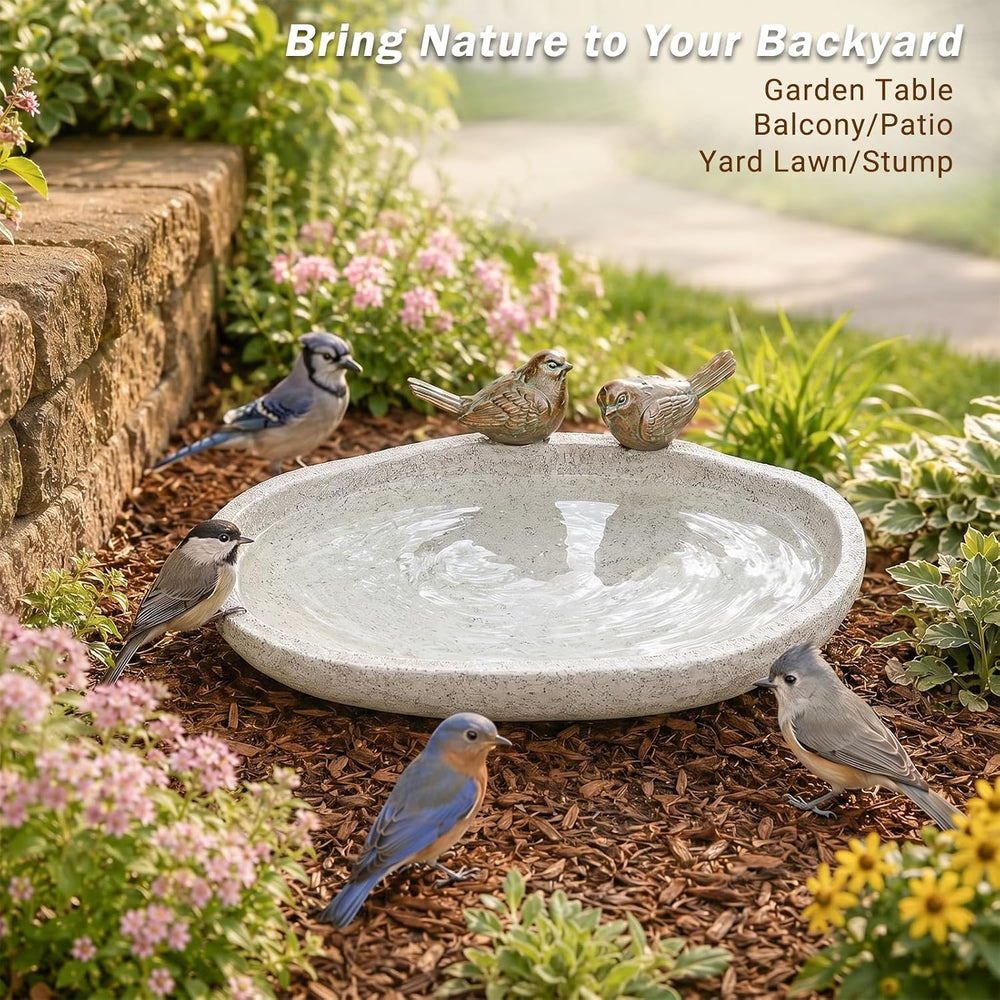 MUMTOP Bird Baths for Outdoor, Resin Garden Ground Birdbath Bowl Yard Decor
