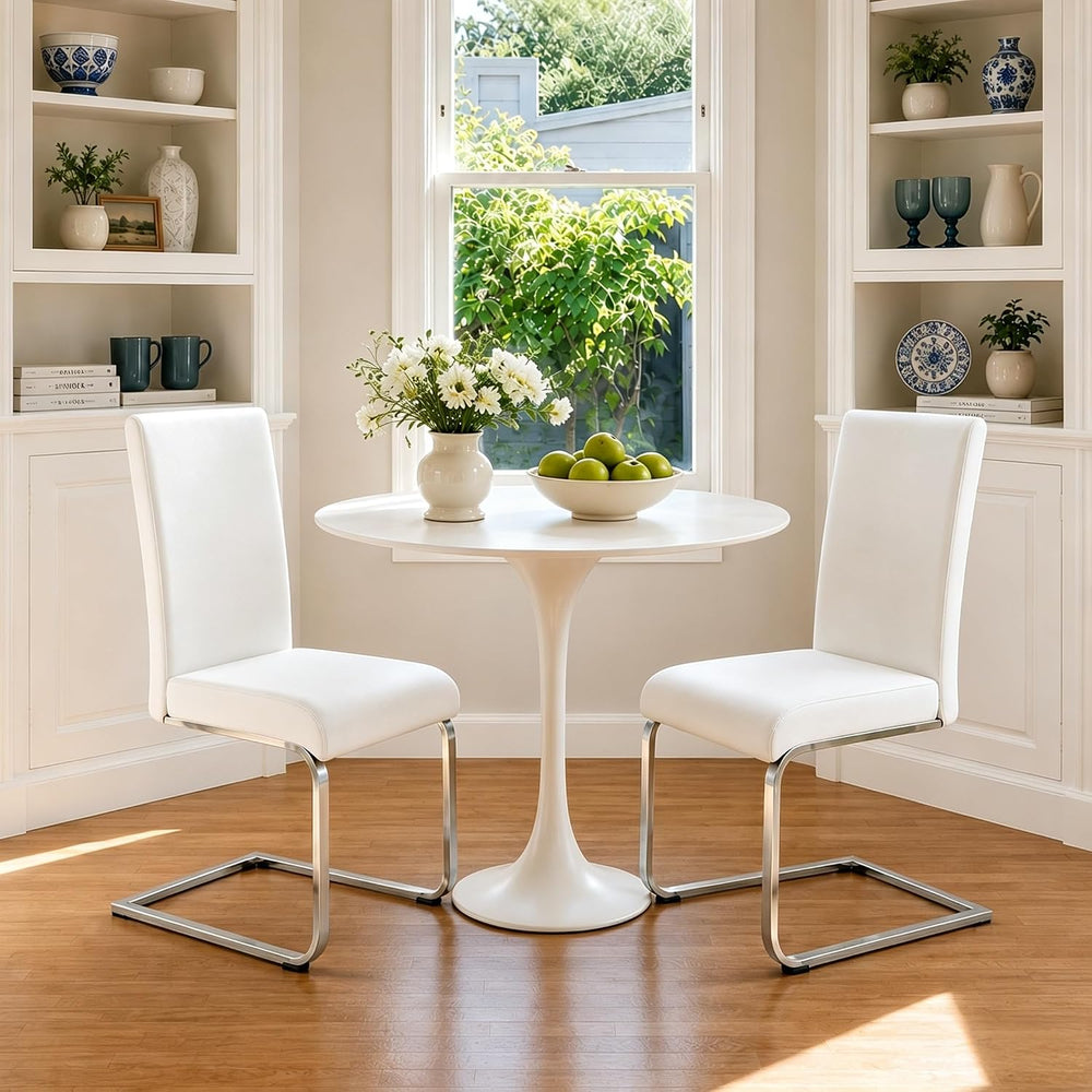Yaheetech Dining Chairs Set of 2 High Back Modern Kitchen Chairs White