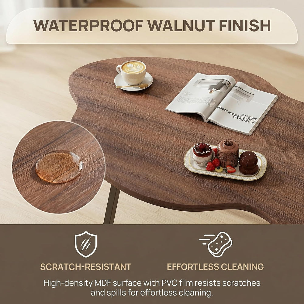 Foldable Coffee Table Cloud Shape Portable for Small Spaces,Walnut