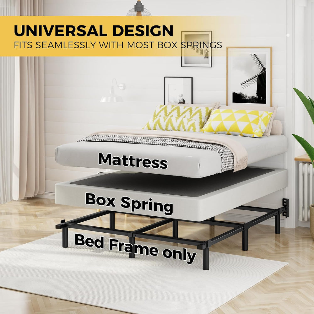 Queen Bed Frame, 7 Inch Heavy Duty Metal Base for Box Spring, 9 Legs