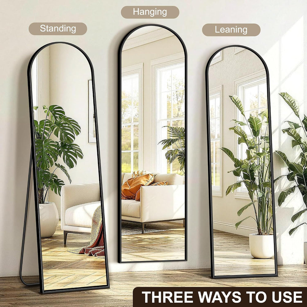 Arched Full Length Mirror with Stand, 56"x15" Full Body Floor Mirro...
