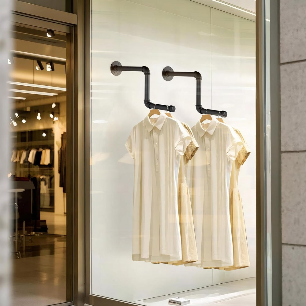 AddGrace Pipe Clothing Rack Wall Mounted Clothes Rack Black 10"&7.5&...