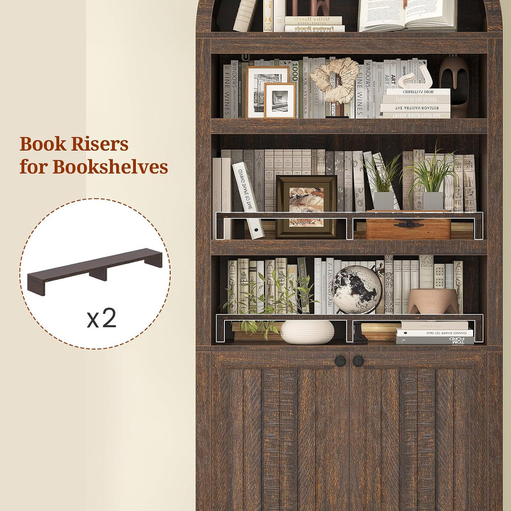 81" Tall Arched Cabinets,Bookcase with storage,Mid-Century Modern 6-Tier...