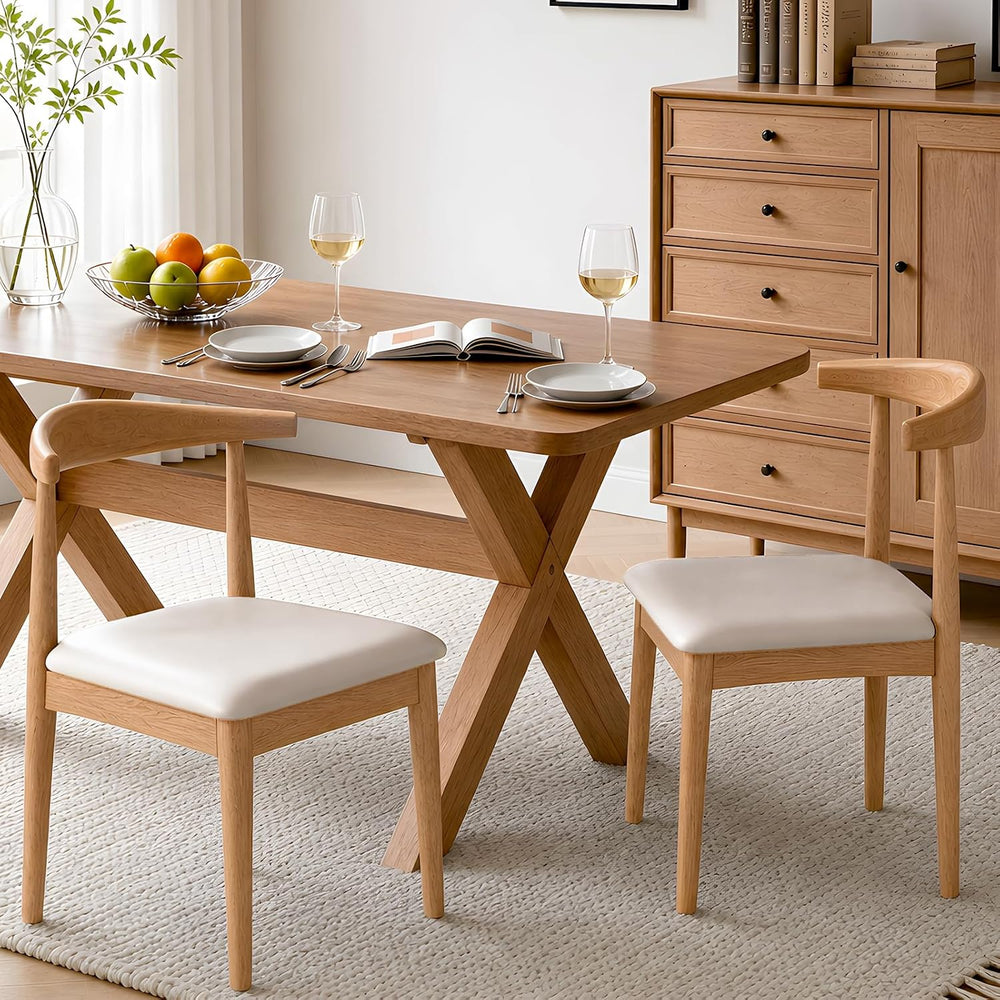 Solid Wood Dining Chairs Set of 2, Mid Century Modern Kitchen Chairs
