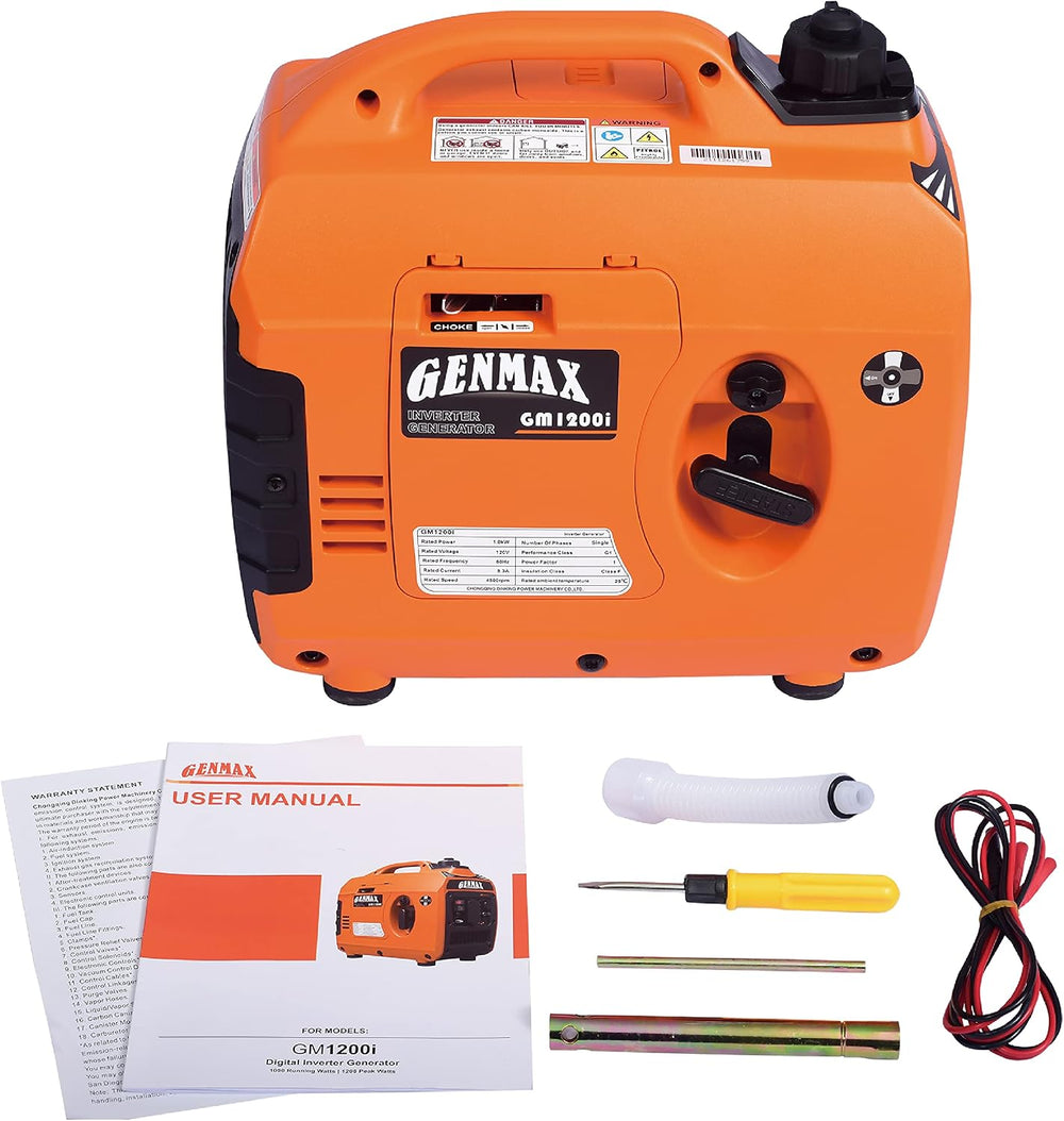 GENMAX Portable Generator,1200W Ultra-Quiet Gas Engine, EPA Compliant, Eco-Mo...