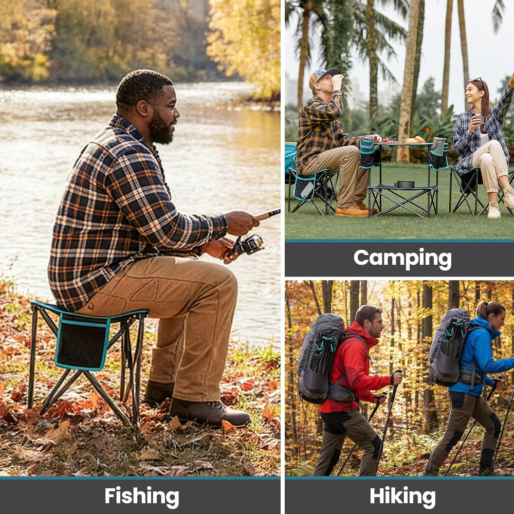FUNDANGO Folding Tripod Stool, Lightweight Portable Fishing Chair 440Lbs