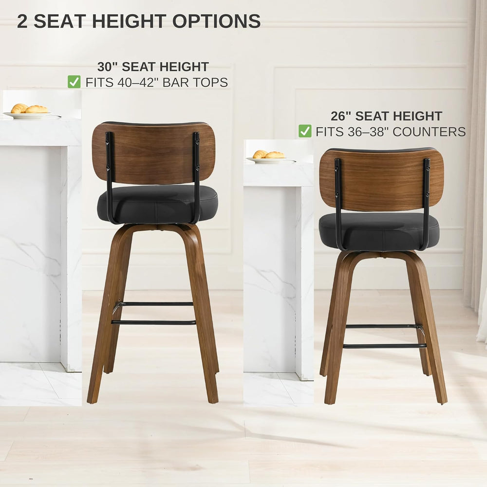 Swivel Bar Stools Set of 3, 26" Counter Height, Black