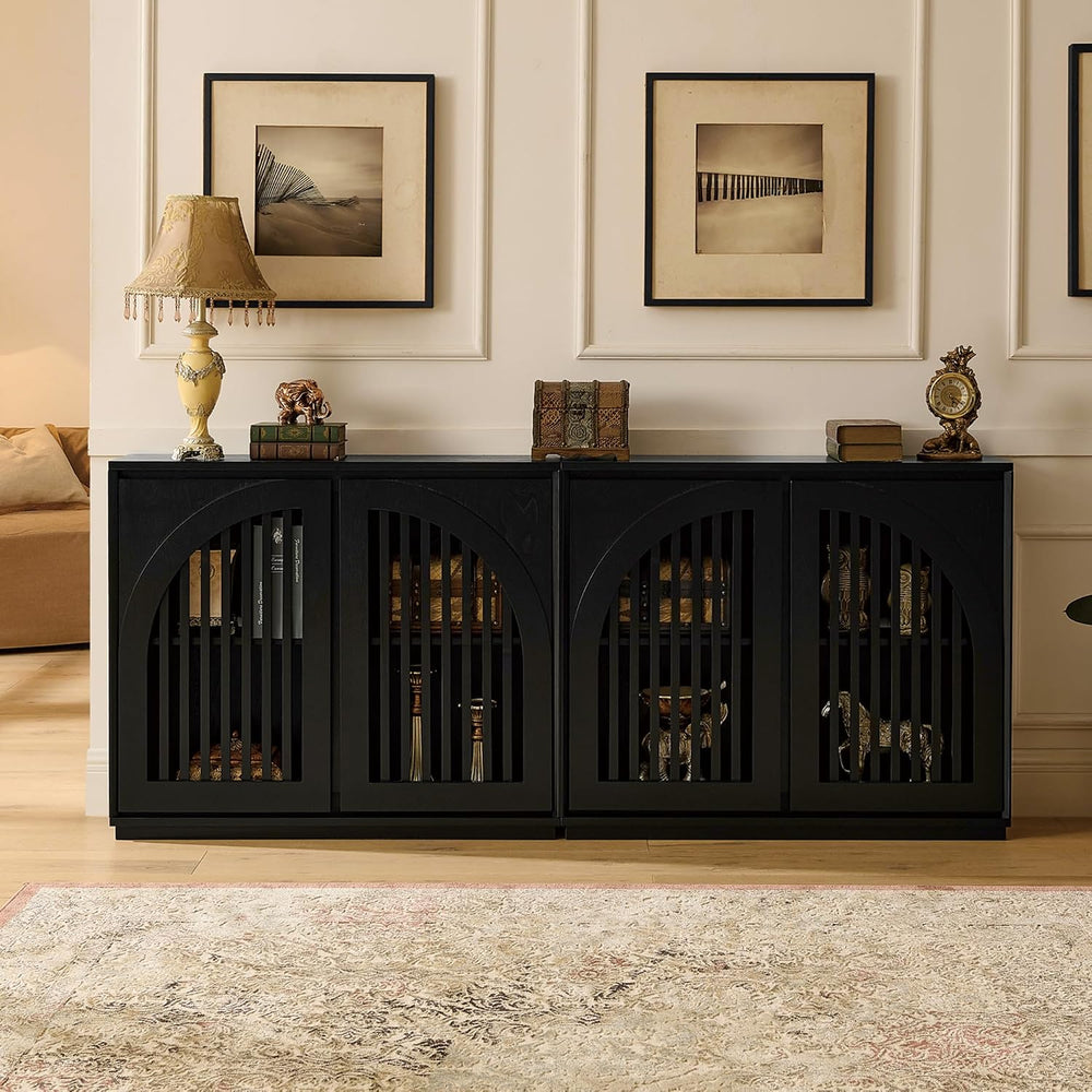 LKTART Black Sideboard Buffet Storage Cabinet,Narrow Small Entryway Cabinet