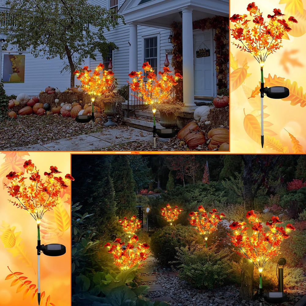 Glooglitter 4 Pack Orange Solar Flower Stake Light Outdoor Garden, Violet