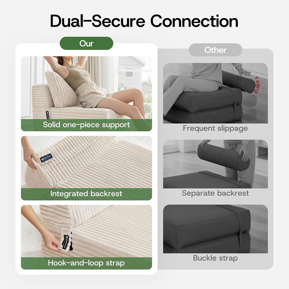 Folding Sofa Bed Convertible 4 in 1 Sleeper Chair Beige Twin