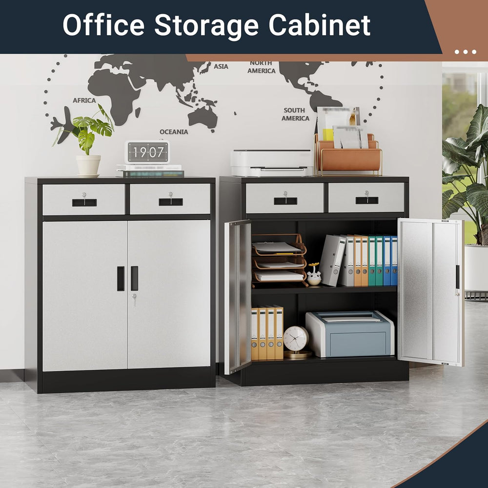 BESFUR Metal Storage Cabinet, Garage Storage Cabinet with 2 Drawers and Adjus...