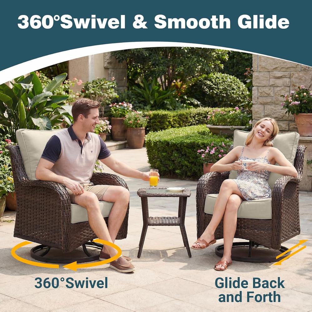 Patio Furniture Set, 5PCS Outdoor Wicker Conversation Set with 6" Thick ...