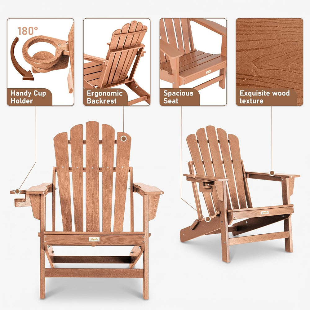 Oversized Folding Adirondack Chair, HDPE Fire Pit Chair Holds 400 LBS