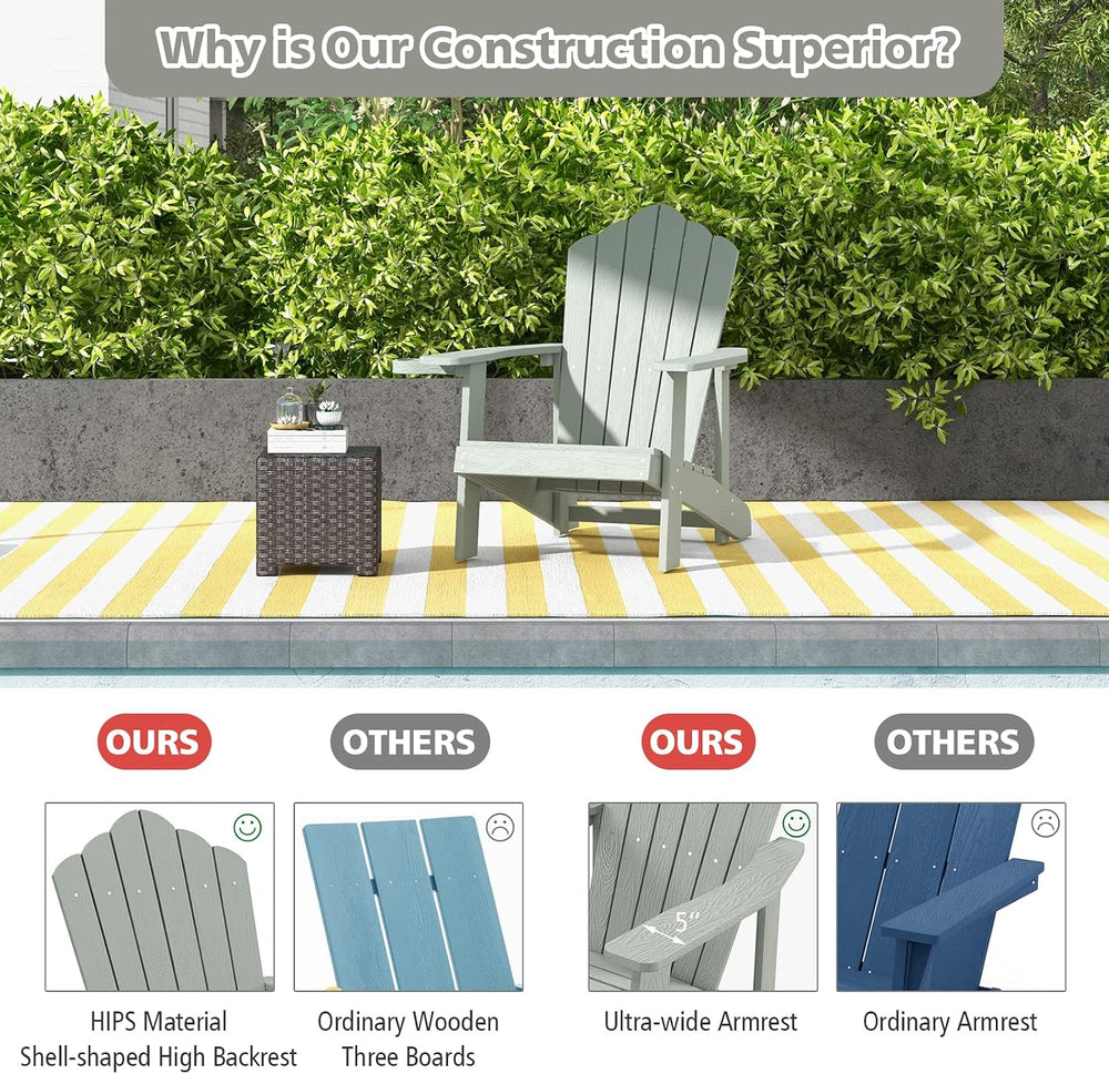 Tangkula Oversized Adirondack Chair, Patio Lounge Chairs w/Adjustable Cup Hol...