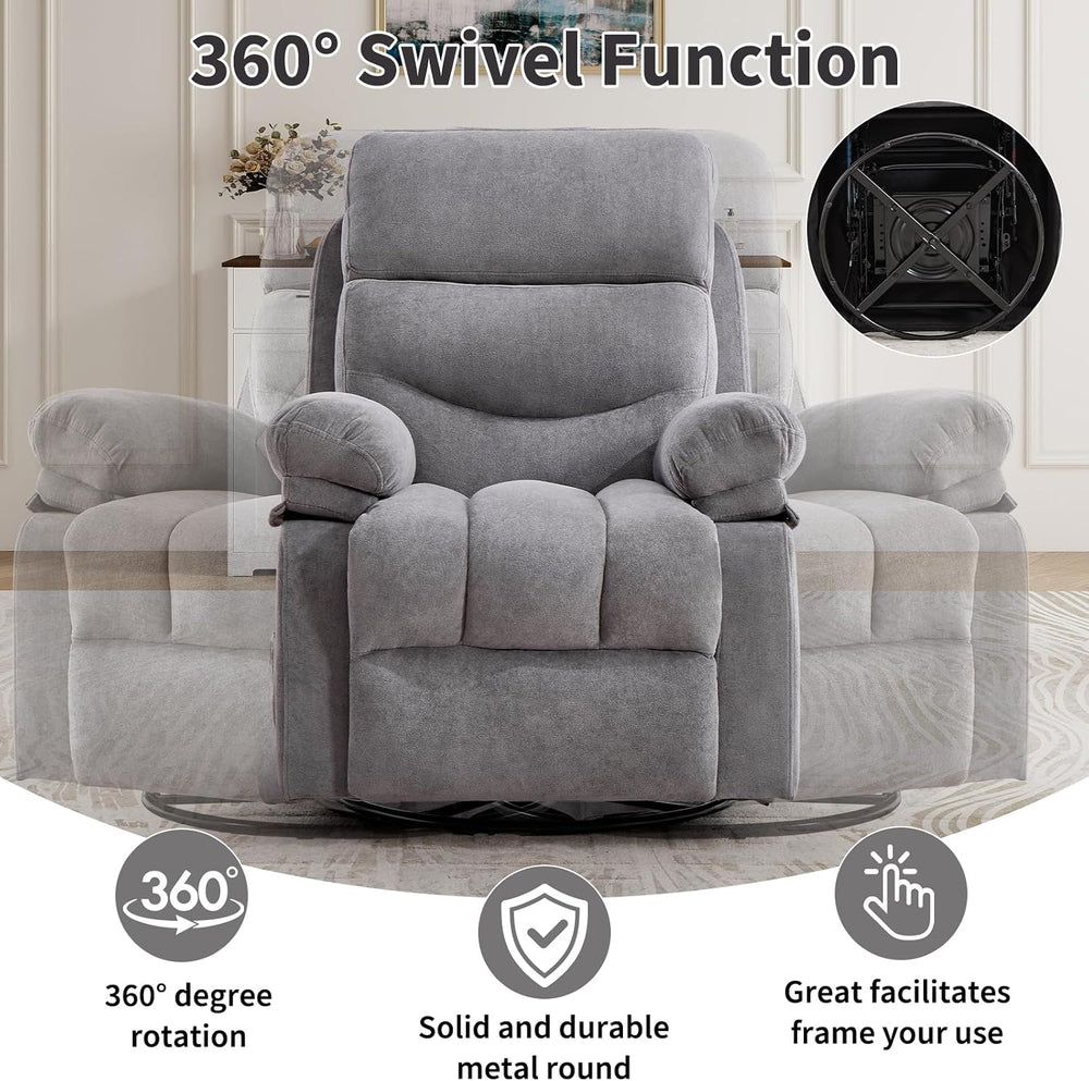 ANJ 360° Swivel Rocker Recliner Chair Set of 2 with Massage &Heating, Che...