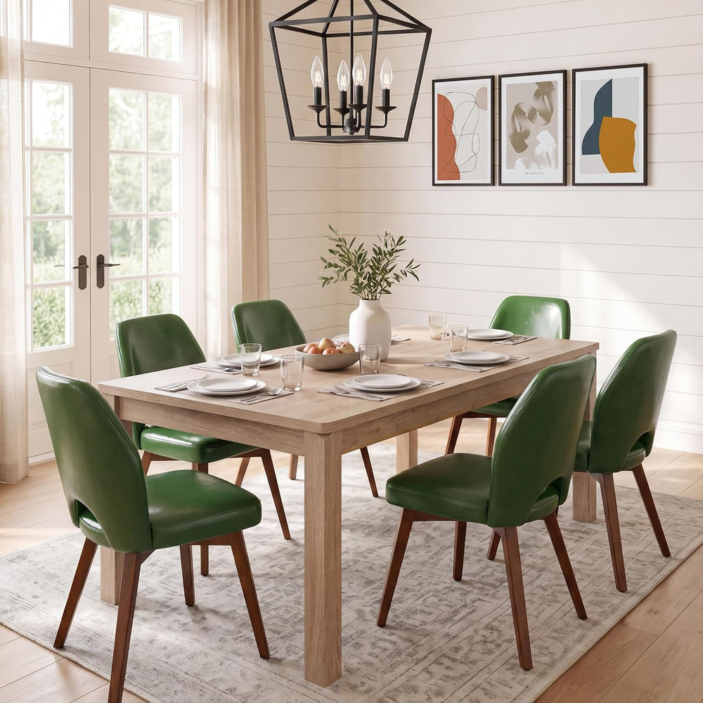 Dining Chairs Set of 6, Upholstered Kitchen Chairs, Dark Green