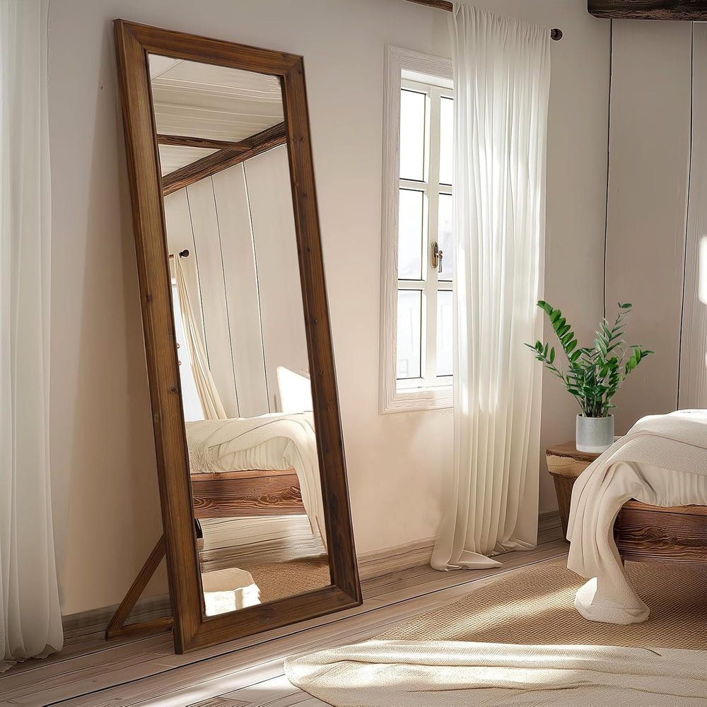 MELOMOIR 64"x21" Rustic Farmhouse Full Length Mirror with Solid Woo...