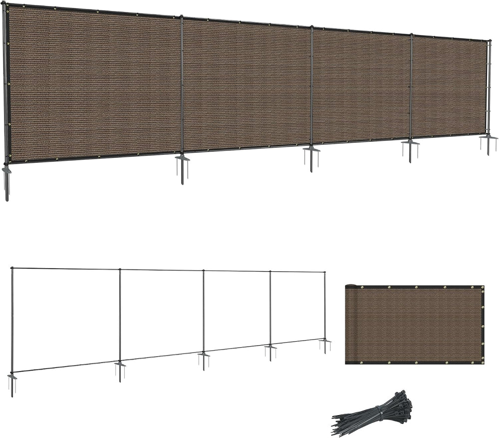 SunnyRoyal 5' x 24' Privacy Fence Screen Panel with Iron Poles Freest...