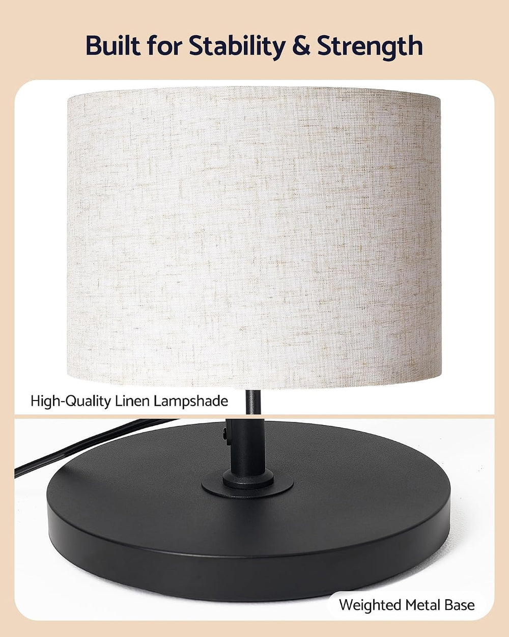 Adjustable Height Floor Lamp for Living Room with 9W LED Bulb & Remote, ETL