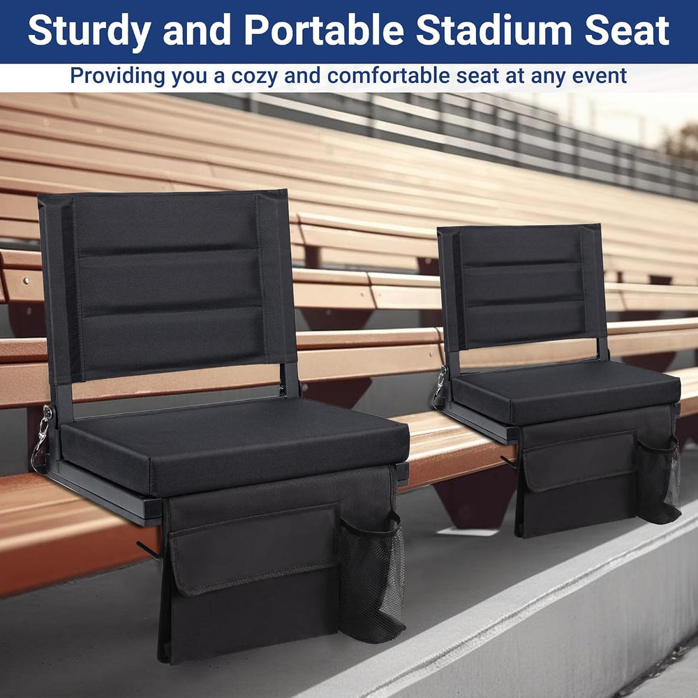 Stadium Seat for Bleachers with Back Support and Thick Padded Cushion