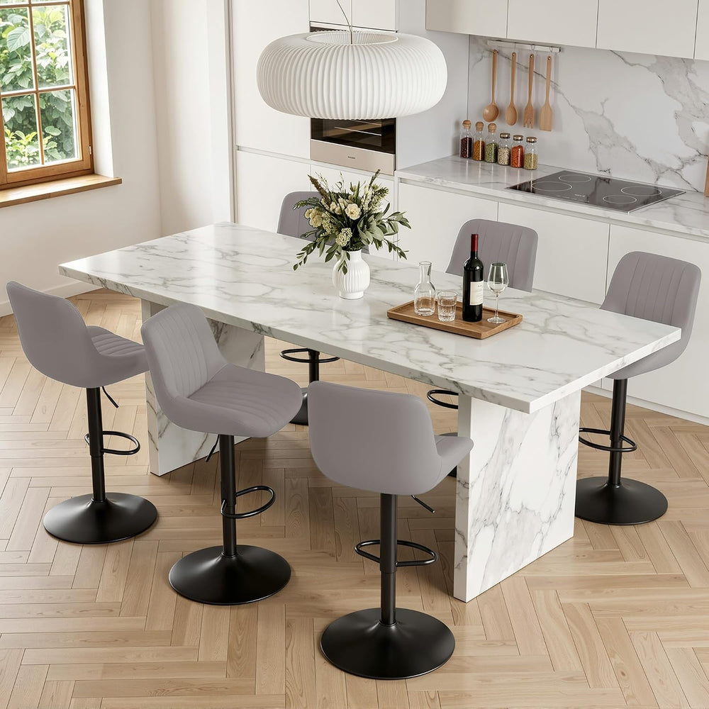 Swivel Bar Stools, Adjustable Bar Stools Set of 4, Light Gray