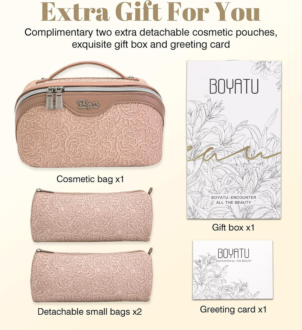 BOYATU Travel Makeup Bags Cosmetic Organizer Bag: 3-Set Large Capacity Make u...