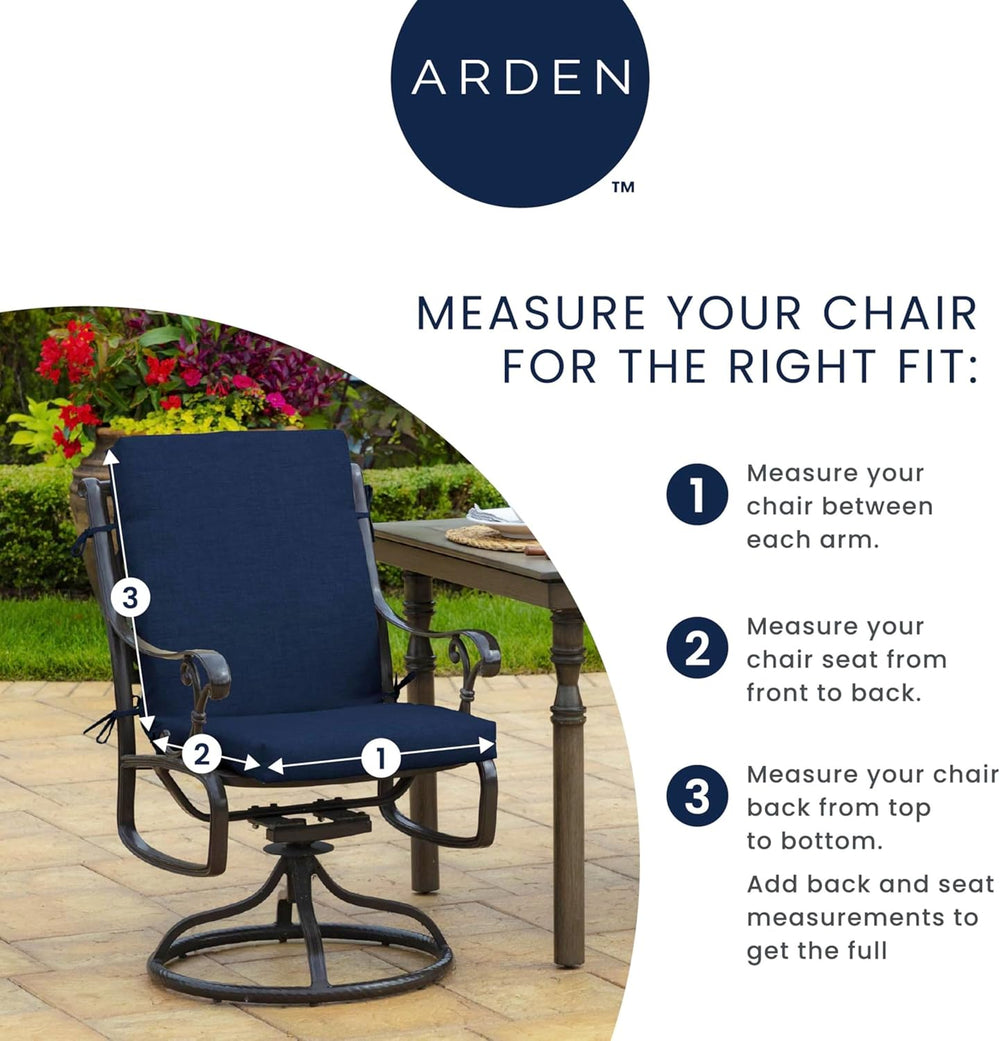 Arden Outdoor Midback Chair Cushion, 18x36.5, Neutral Damask