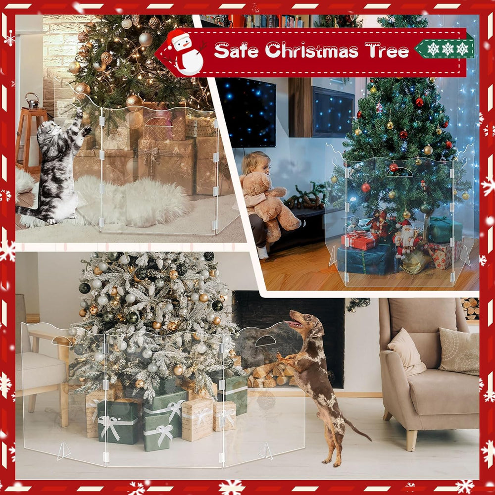 Nuanchu 6 Panel 20 x 24 Inch Clear Acrylic Christmas Tree Fence
